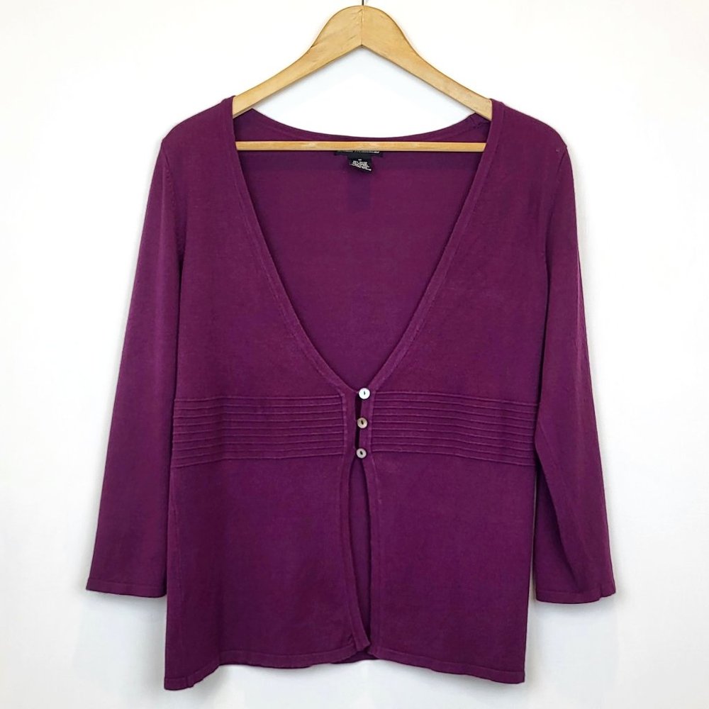 Linda Matthews Purple Shell and Cardigan Sweater Set, Size Medium, GUC - Picture 7 of 12
